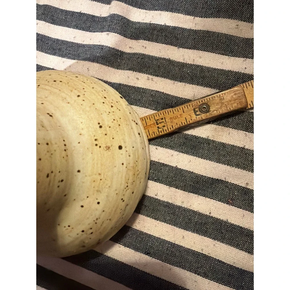 AG Studio Pottery Signed Numbered 117 Speckled Stoneware Vase Rustic Cream Brown